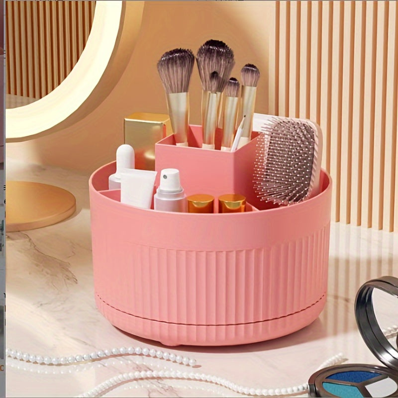 Rotating Makeup Organizer with 5 Compartments, Durable Plastic, Multi-Functional Storage