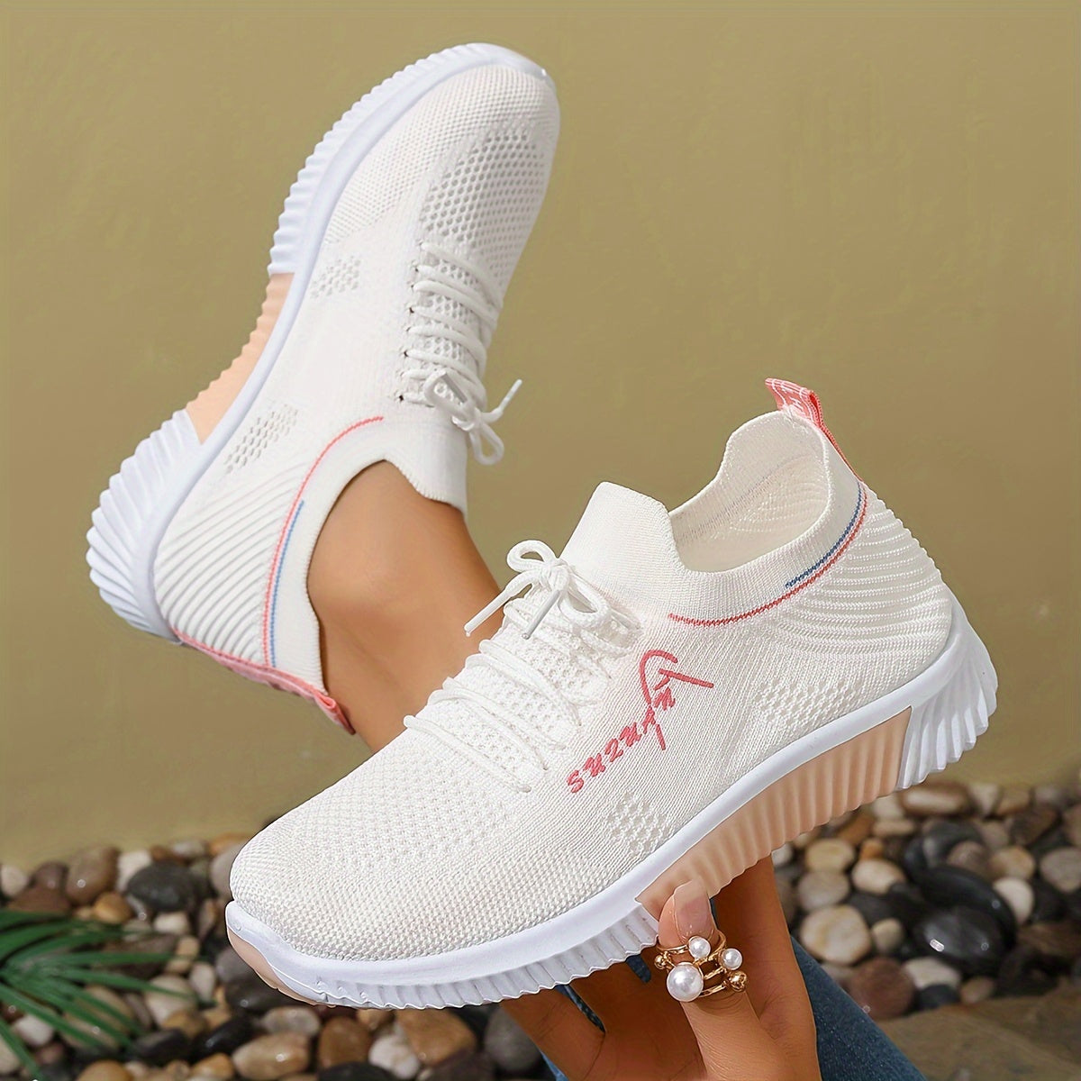 Women's Lightweight Knitted Sneakers for Running and Walking Outdoor Sports