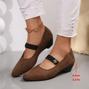 Women's Black Wedge Heels with Floral Buckle Platform Shoes