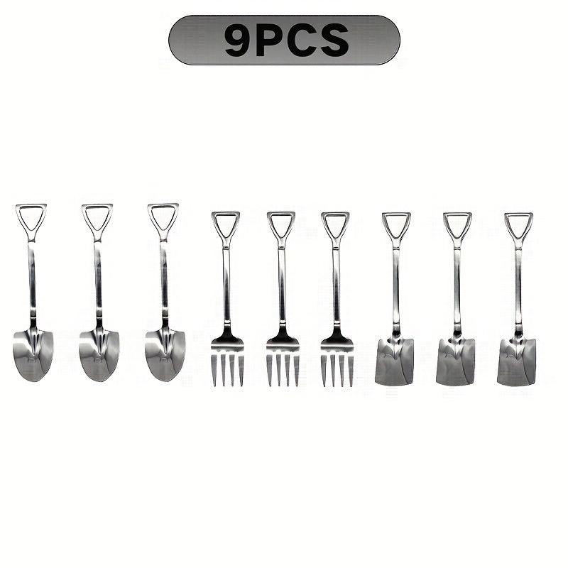 Set of 9 Mini Dessert Spatulas and Forks, 6.1-Inch Stainless Steel Kitchen Utensils