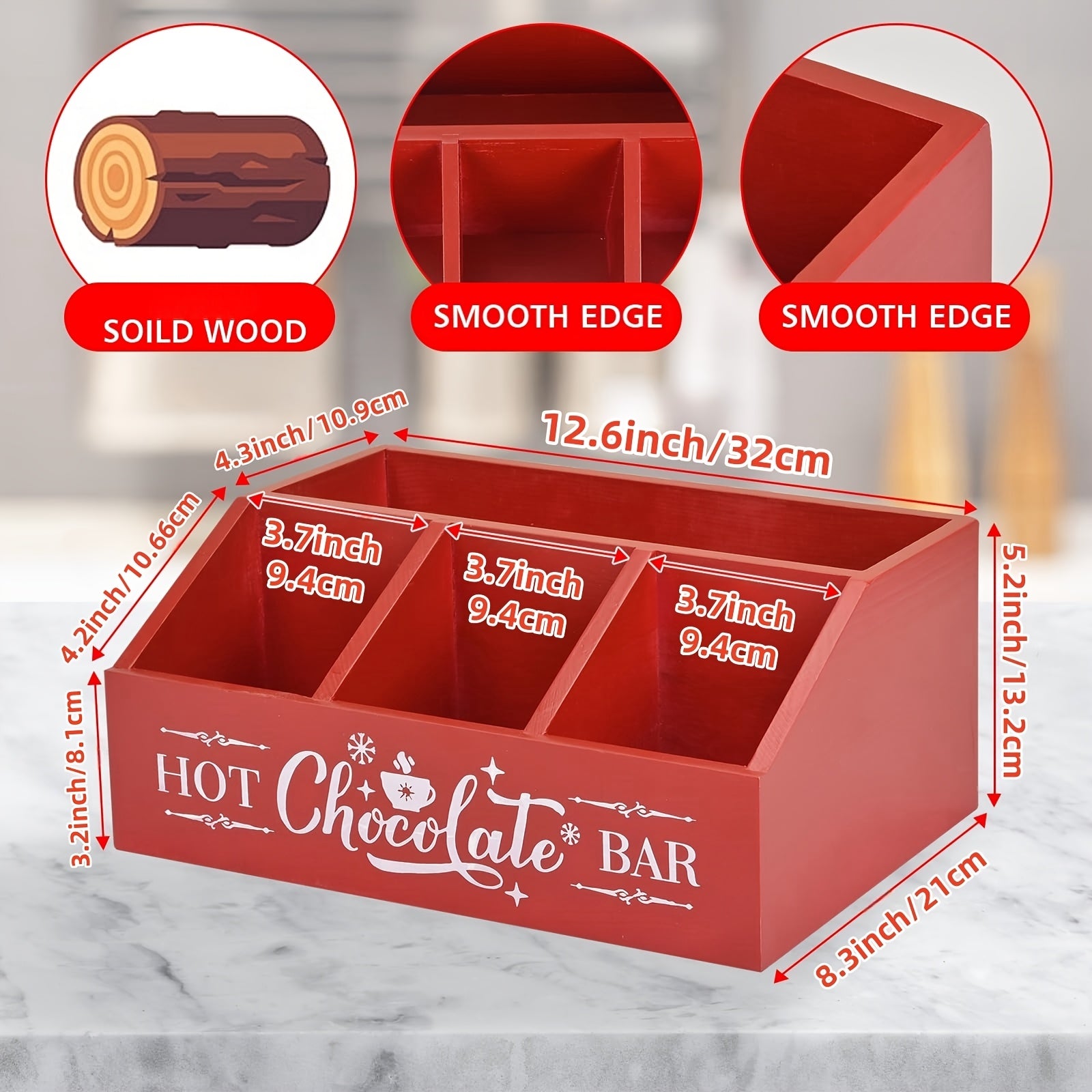 Organizador de barra de café de madera con cajón para tazas, cápsulas y accesorios, almacenamiento de cocina