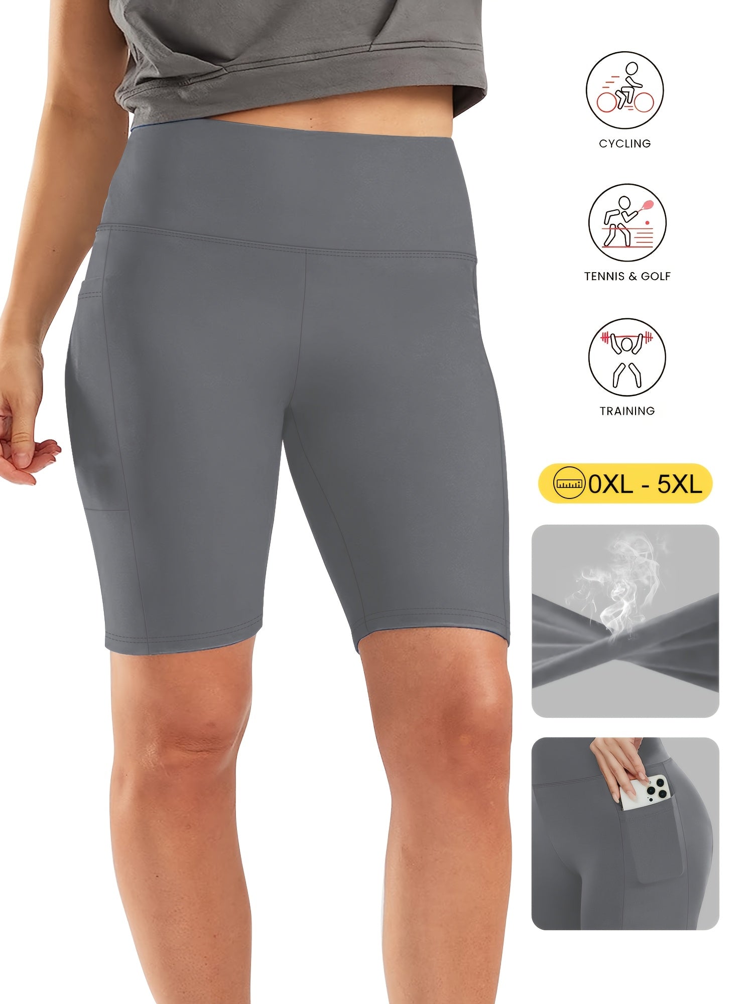 Plus Size High-Waisted Leggings 3-Pack with Side Pockets for Yoga Workout