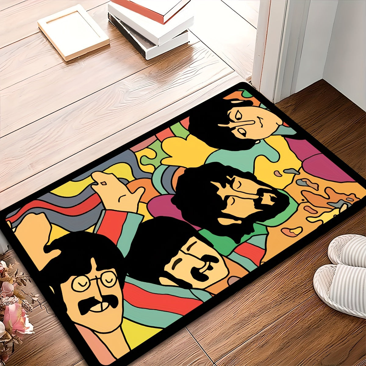 Retro Band Non-slip Door Mat Indoor Outdoor Washable Decorative Music Gift