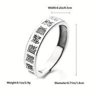 Uniseks Sterling kumush etnik uslubdagi tinchlik, omadli rux va uzuk kundalik kiyim va bayramlar uchun