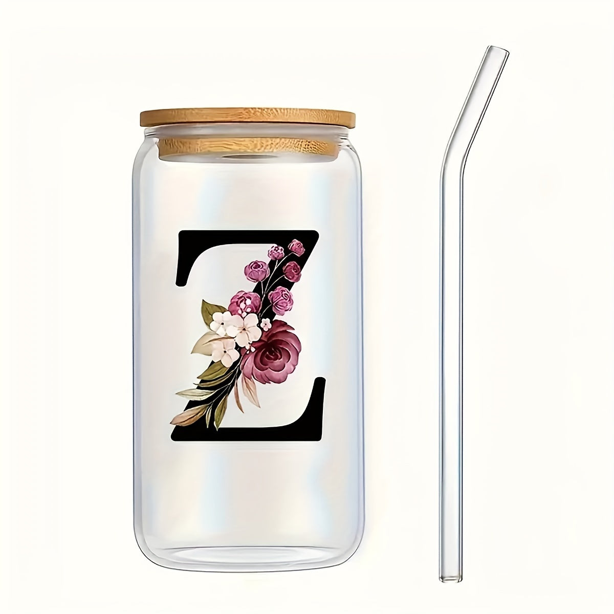 16oz Frosted Glass Cup with Bamboo Lid for Outdoor Camping