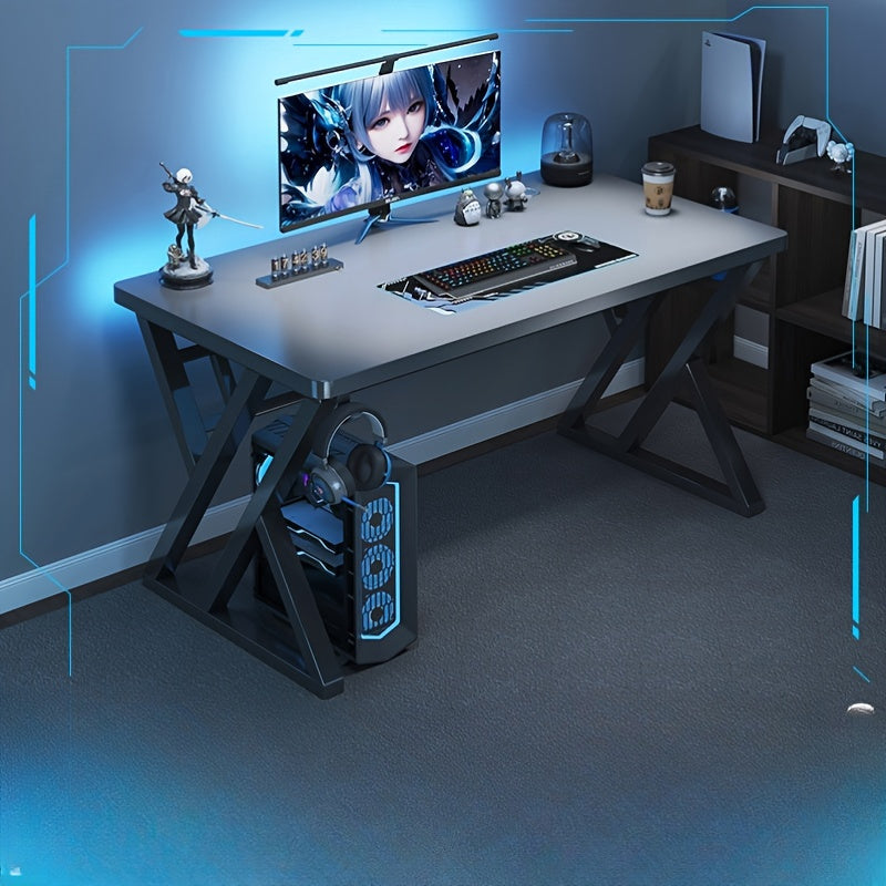 White Wooden Desk for Gaming Work and Study Sturdy Multi-Functional Home Office Table