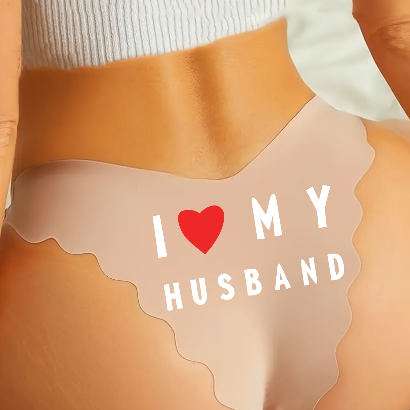 Women's Valentine’s Day Lingerie Triangle Panties with Letter Print and Wave Pattern