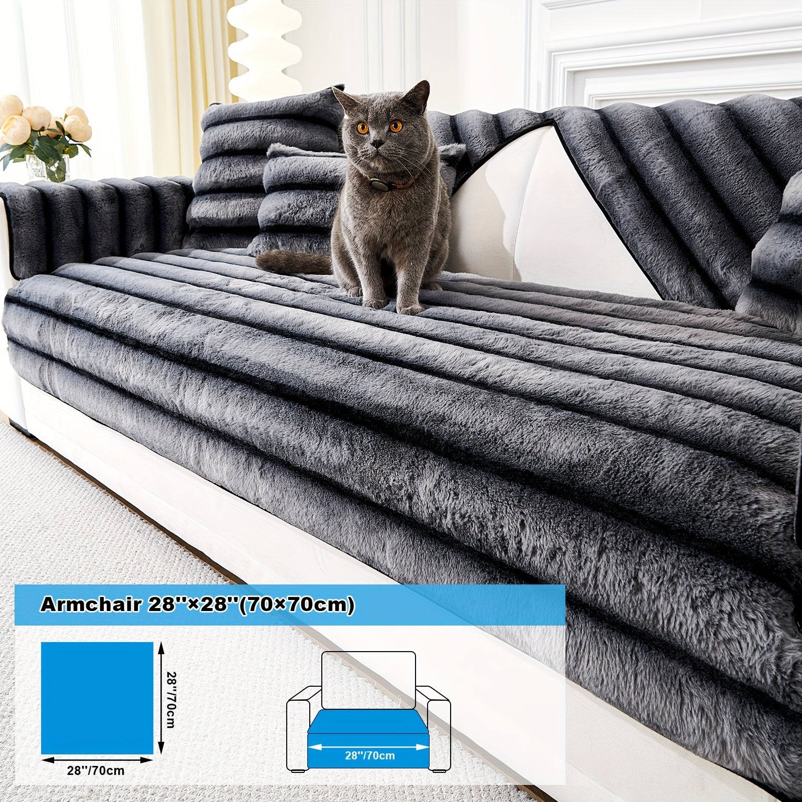Мягкий, дружелюбный к питомцам чехол для дивана из искусственного мутона с шерповым флисом для диванов на одно-четыре места. Машинная стирка и нескользящий.