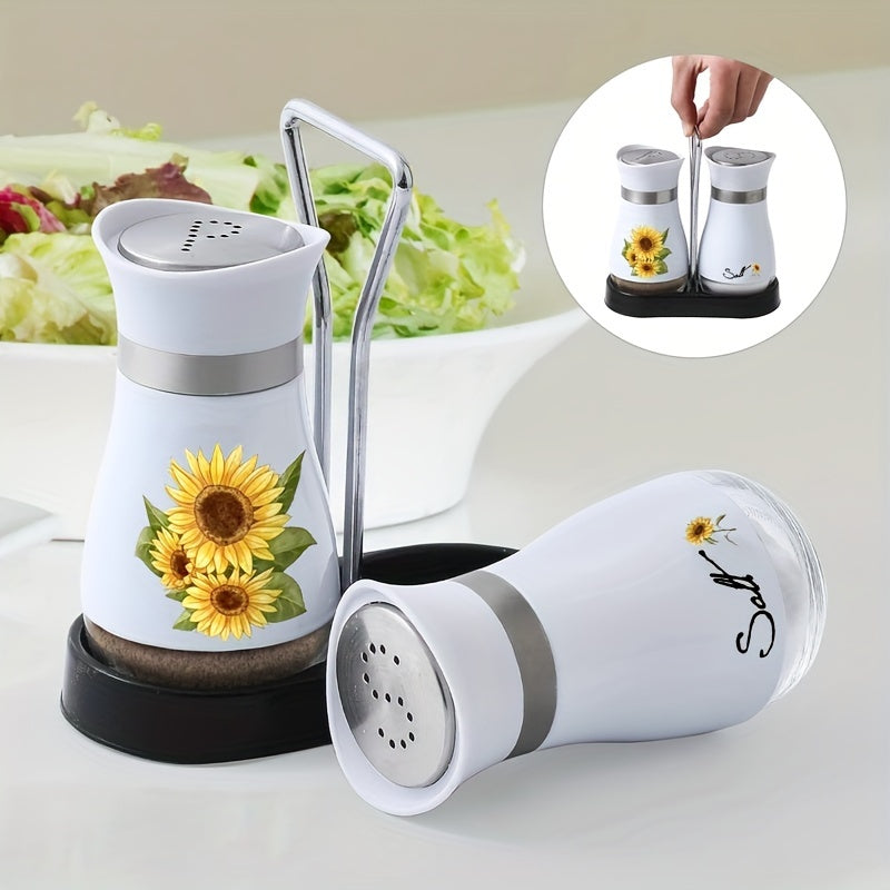 Glass Bottom Salt and Pepper Shaker Set with Stainless Steel Lids for Kitchen Dining Camping