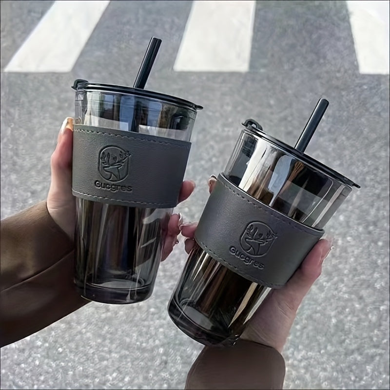 Glass Mug with Bamboo-Inspired Design, Large Capacity, Suitable for Coffee and Milk Tea