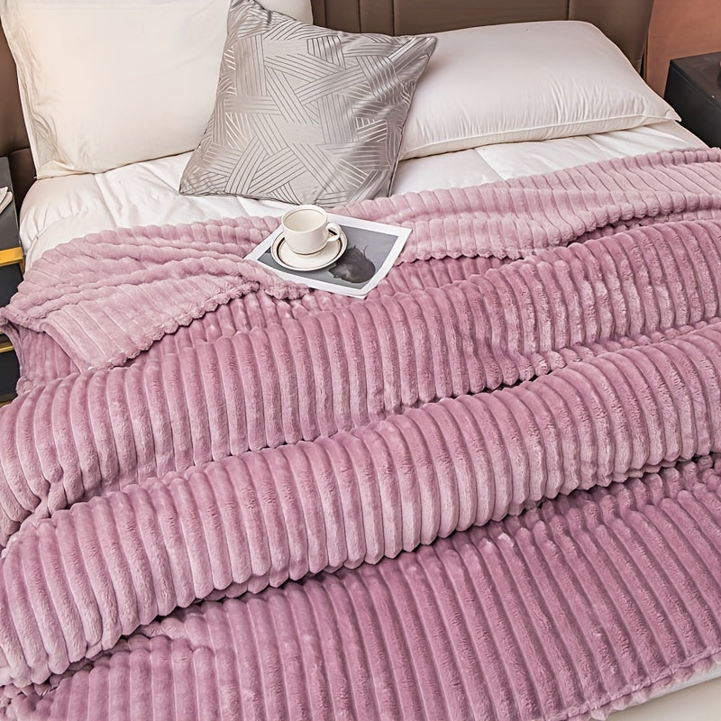 Plush Checkered Rabbit Fur Effect Blanket for Cold Nights and Cozy Snuggling