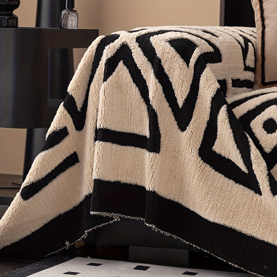 Чехол на диван Glam Style Sherpa, толстый плюш, защитник мебели, моющийся в машине, устойчивый к выцветанию, дружелюбный к питомцам, подходит для кресла, дивана-кровати, 3-4 местного секционного.