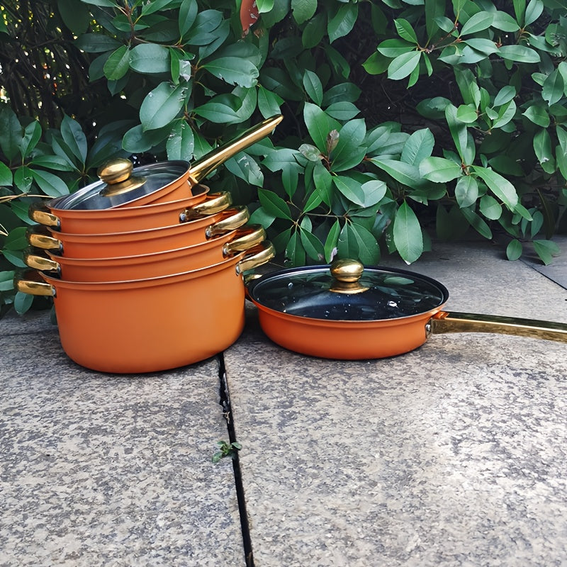 Durable Stainless Steel Cookware Set with Non-Stick Soup Pot Frying Pan