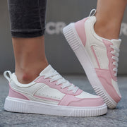 Pink White Color-Block Casual Sneakers for Women Low-Top Running Shoes