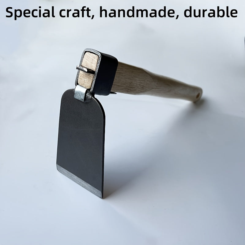 Wooden Handle Garden Hoe 37cm Metal Soil Loosening Hand Tool for Gardening and Planting