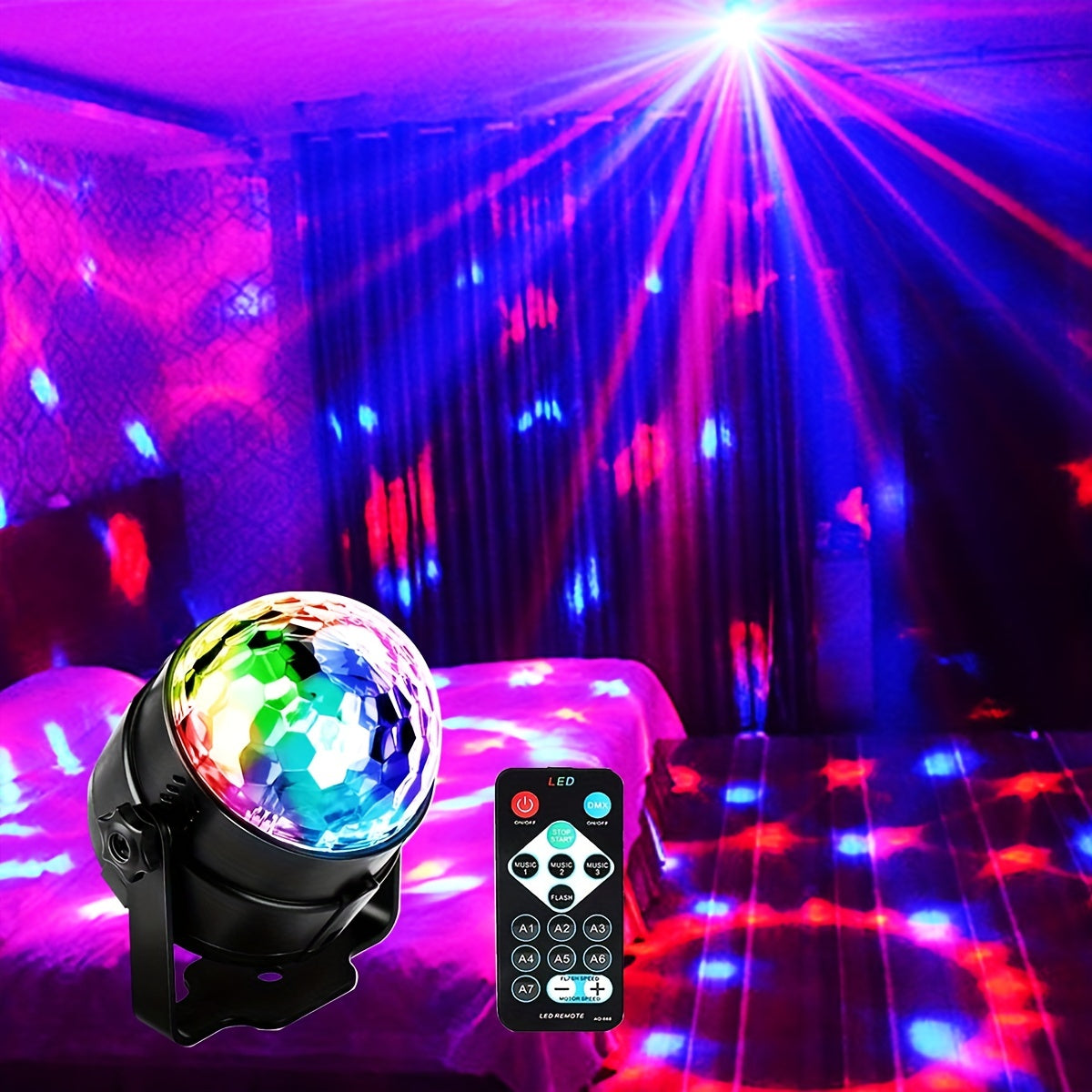 Sound Activated RGB Disco Ball Light for Parties Weddings Bars and More