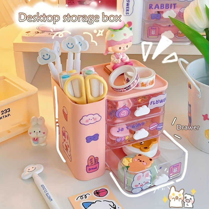 Organizador de escritorio con cajones para suministros de oficina y escuela, montaje en suelo de polipropileno