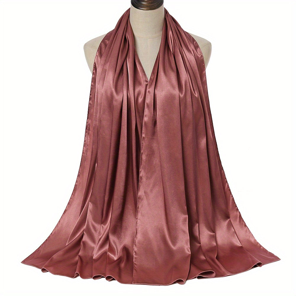 Solid Color Chiffon Shawl and Satin Hijab for Casual Outdoor Sun Protection