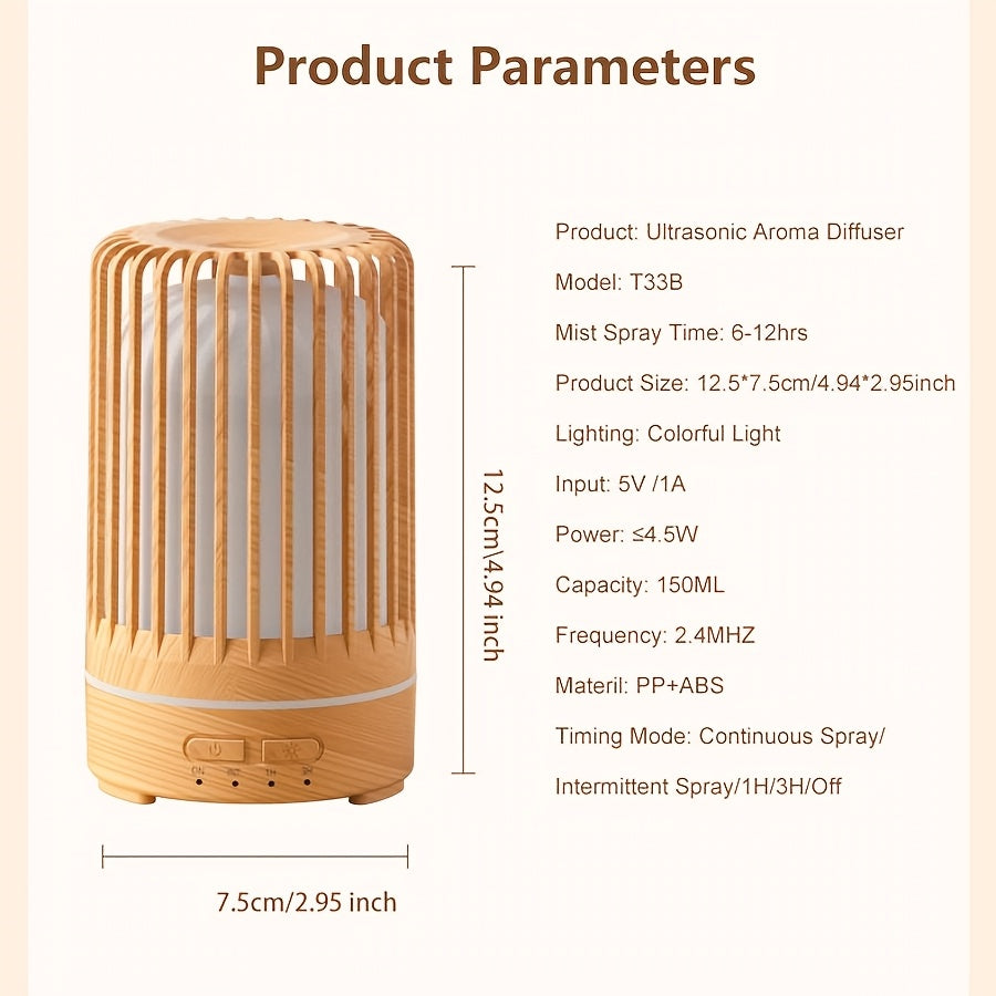 Ultrasonic Essential Oil Diffuser with 7-Color Night Light for Bedroom and Office