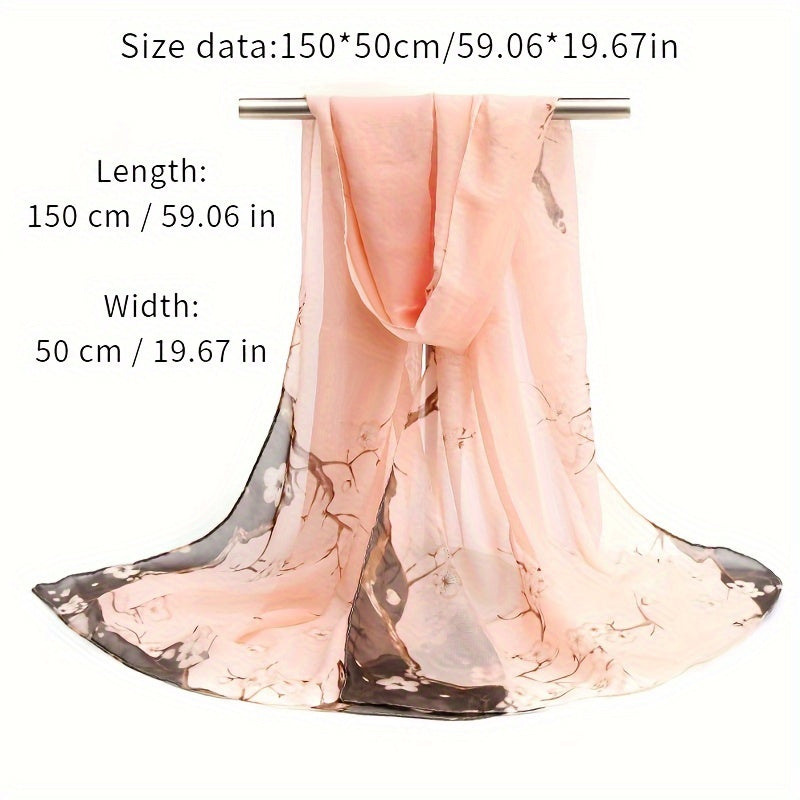 Bohemian Style Floral Polyester Scarf Long Shawl for Casual Beach Sun Protection
