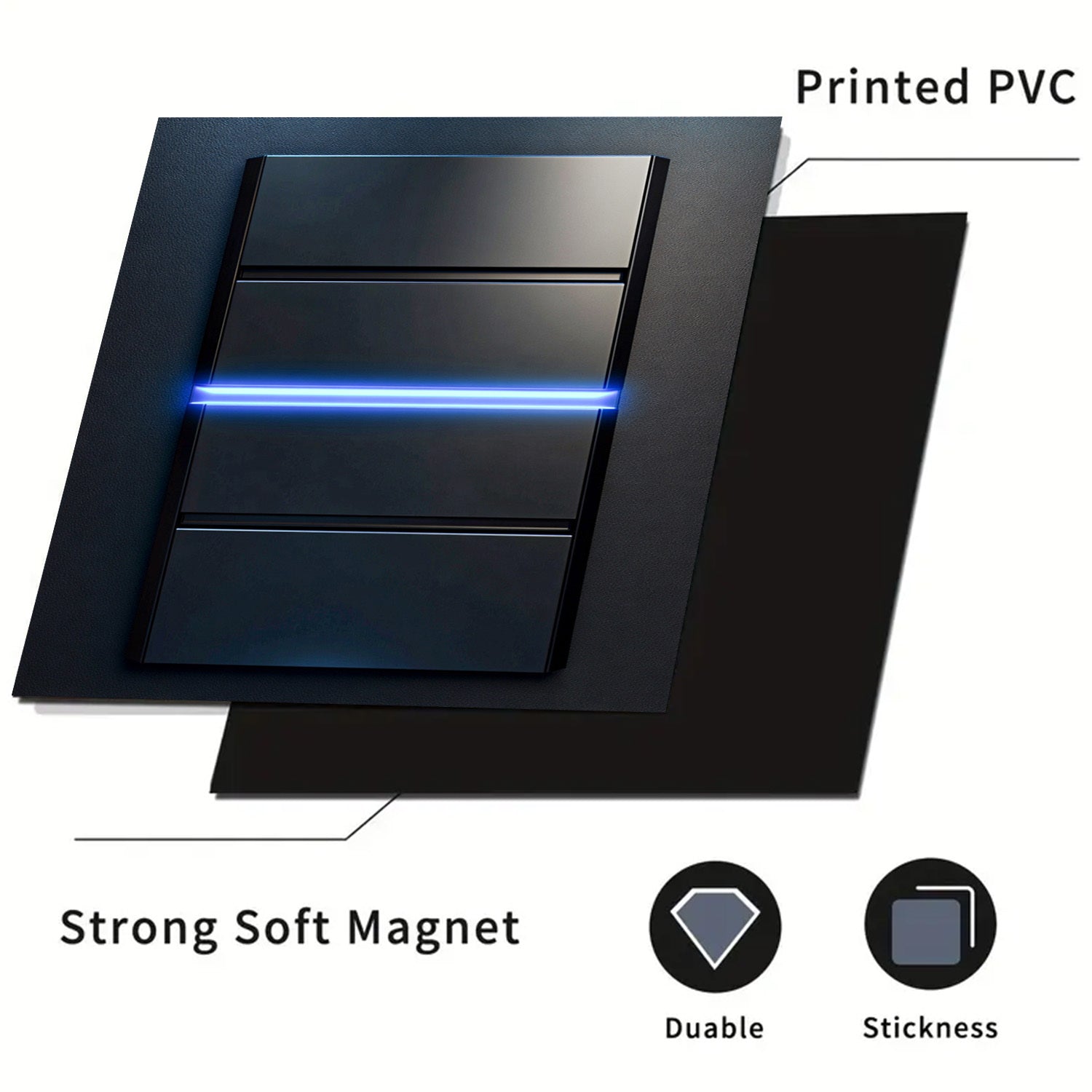 Cubierta magnética para lavavajillas con luz azul, a prueba de agua, resistente al calor, fácil de limpiar, etiqueta de metal 58.5x65 cm