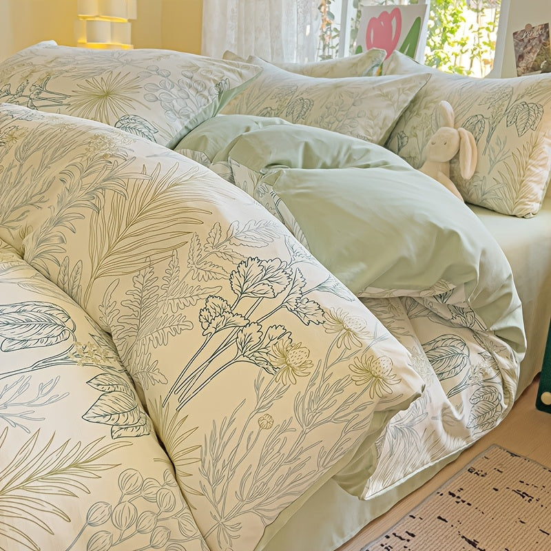 Yumshoq gullar naqshidagi yotoq to'plami, yostiq qoplari bilan birga, nafas oladigan polyesterdan tayyorlangan va zip yopilishi mavjud. Har mavsum uchun mos, yotoqxona va mehmonxonalar uchun mukammal.