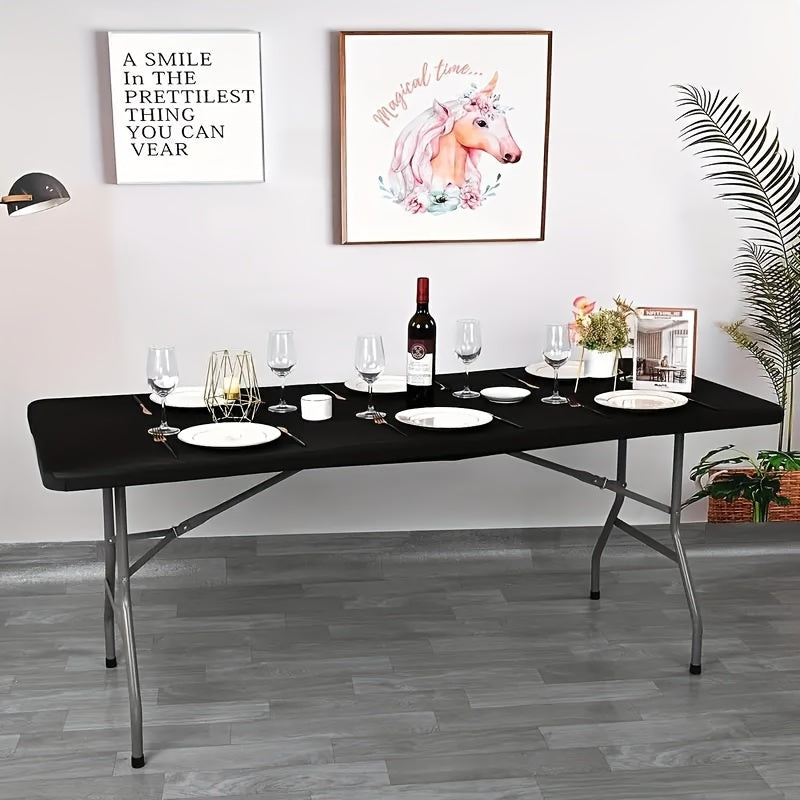 Stretch Fitted Polyester Spandex Tablecloth for 182.88cm Tables Indoor Outdoor