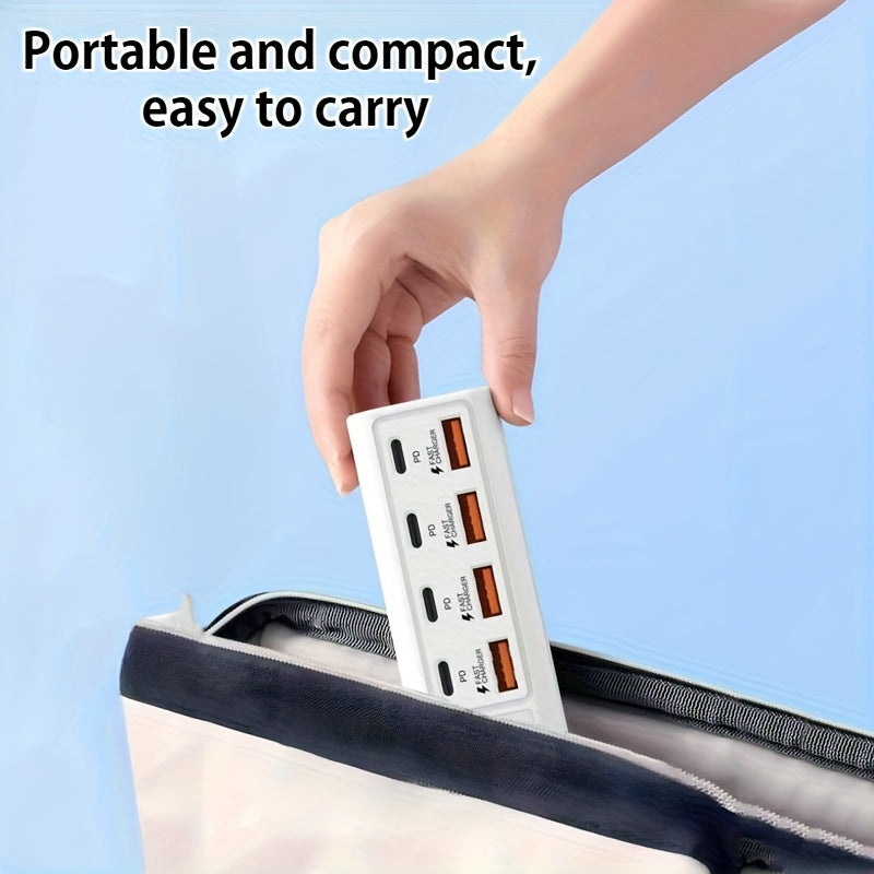 Multi Hole Power Strip with 4 USB and 4 PD Ports for Charging Devices