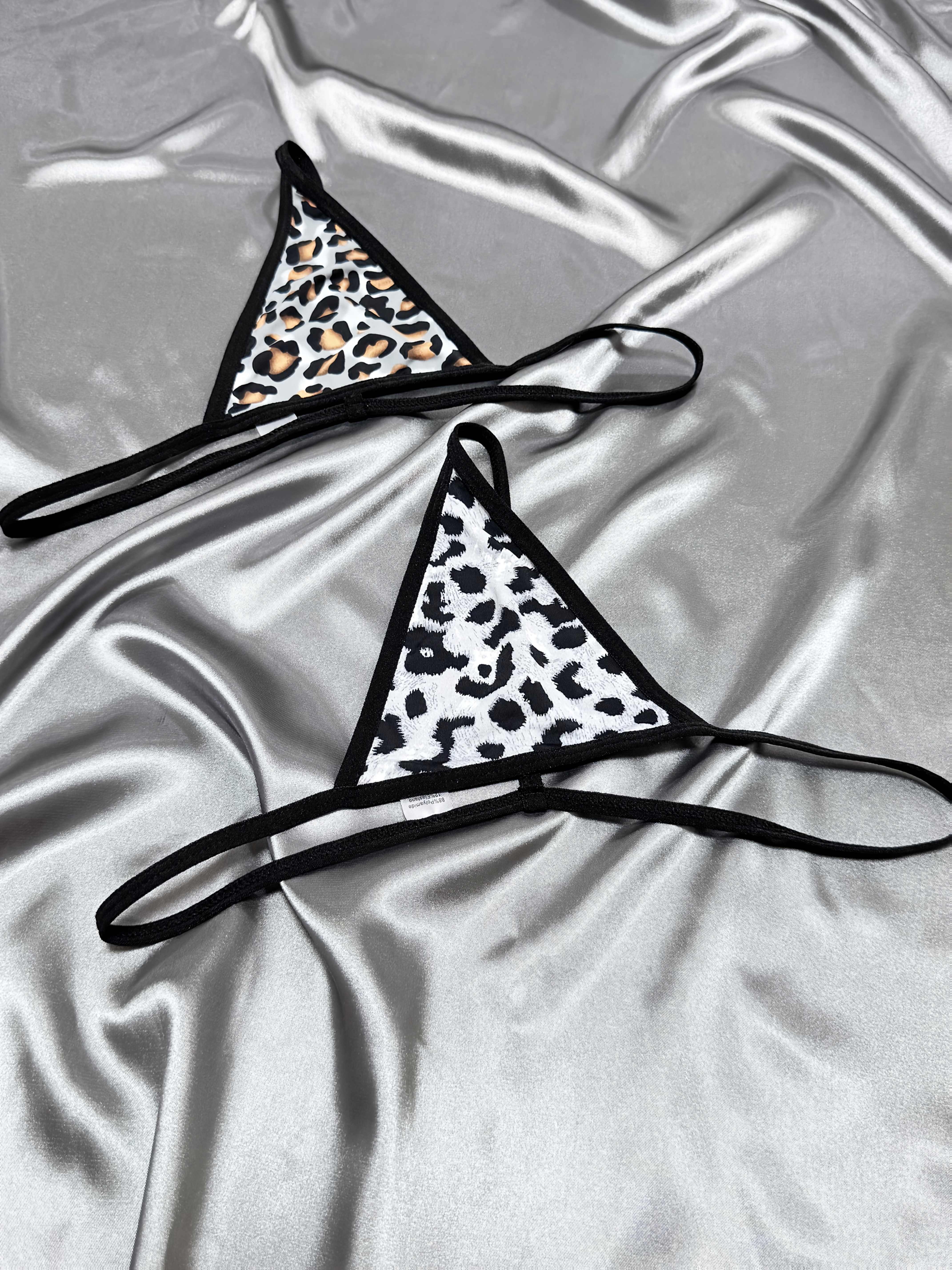 Women's Leopard Print Nylon Thong Panties 2-Pack Low-Rise Lingerie