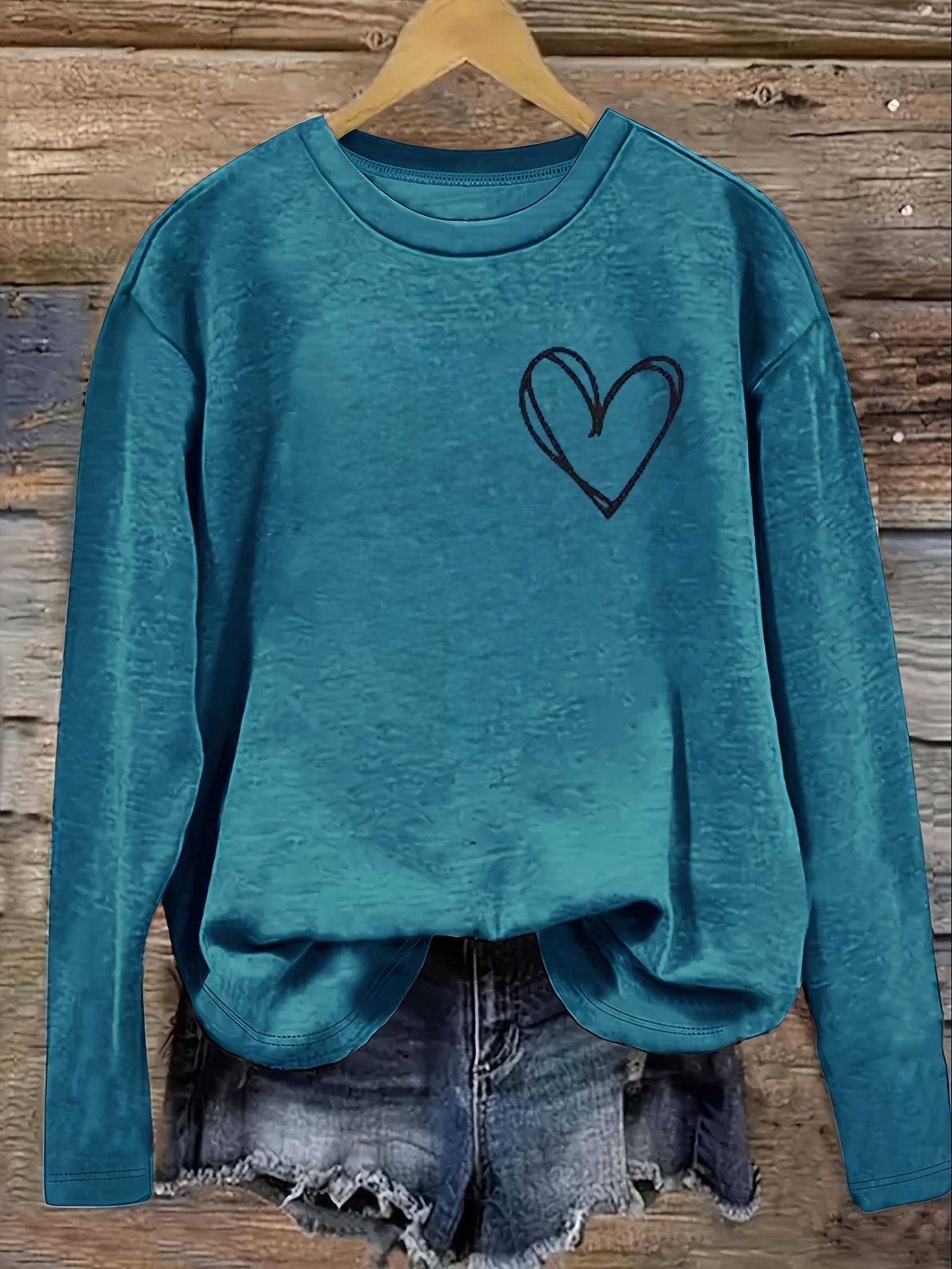 Women's Long Sleeve Cotton Casual Tops Set with Geometric Prints in Pink Blue Purple