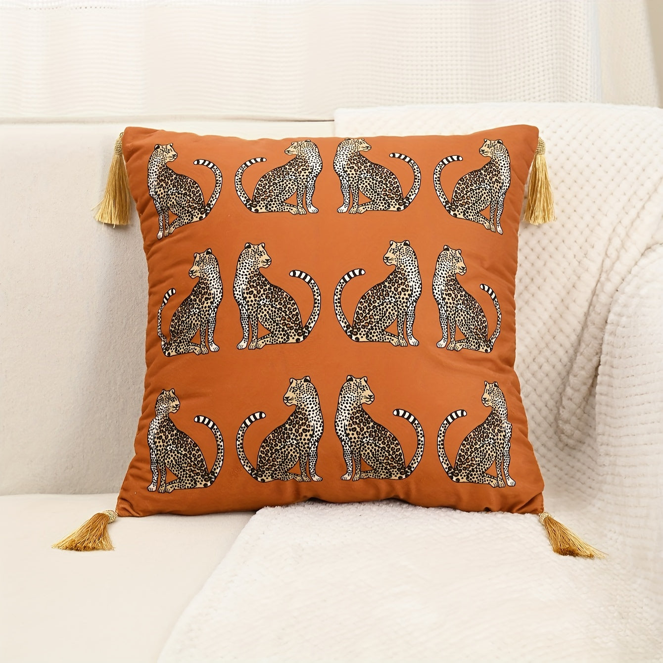 Роскошная наволочка на подушку с бархатным леопардовым принтом для дивана, кровати, автомобиля, декора