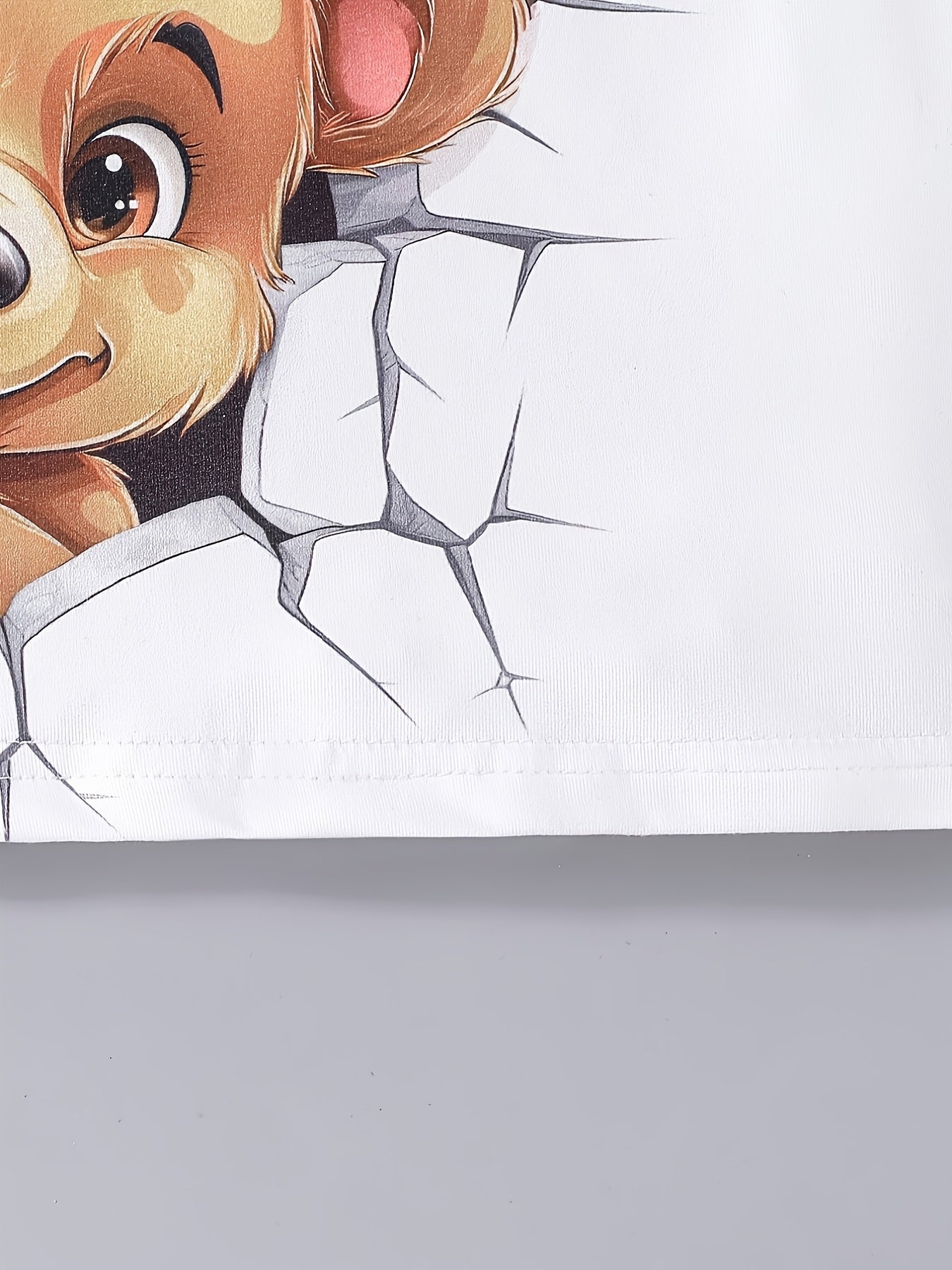 Boys' Spring Fall Cartoon Dog Print T-Shirt and Orange Shorts Outfit Set