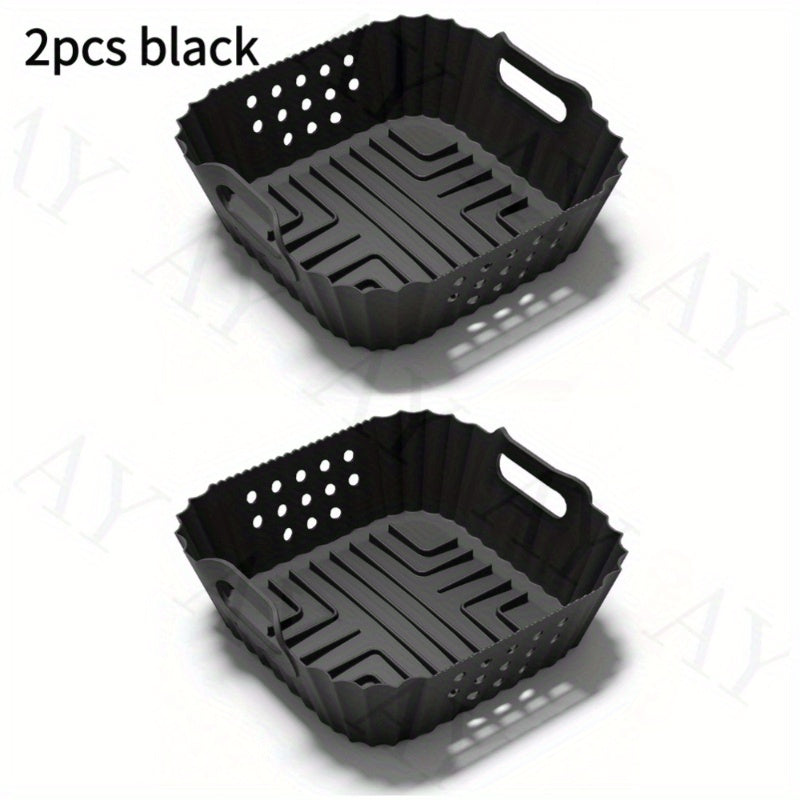 Kvadrat savatlar uchun silikondan tayyorlangan havo fritözining qoplamasi, yopishqoq bo'lmagan, issiqlikka chidamli, idish-tovoq mashinasida tozalash mumkin