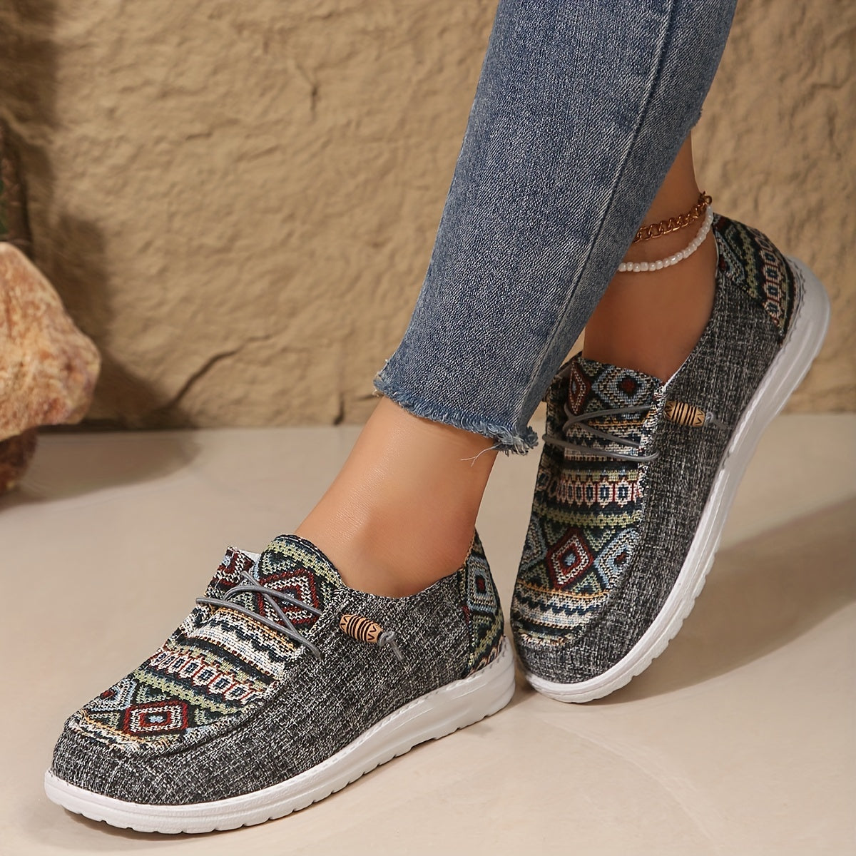Women's Ethnic Casual Loafers Outdoor Comfortable Oversized Shoes