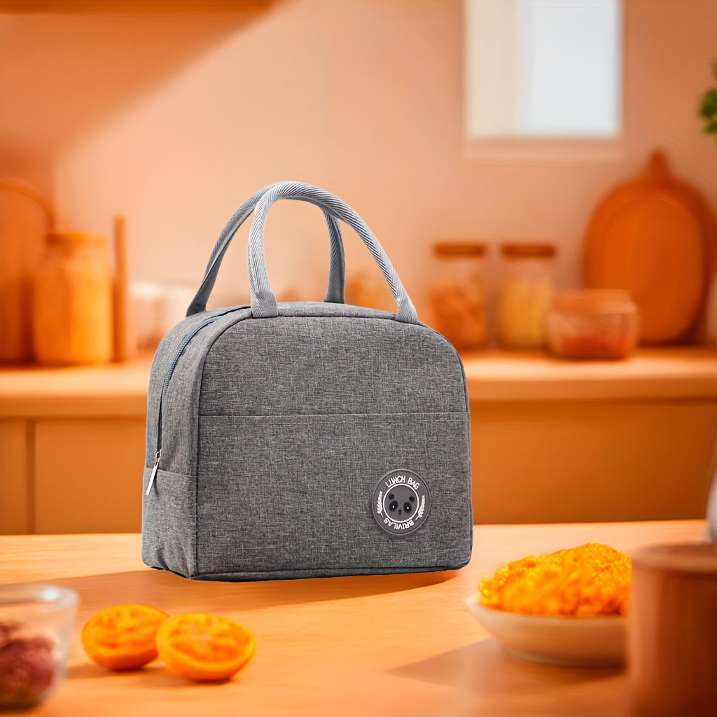 Bolsa de almuerzo de tela Oxford aislante con revestimiento de aluminio, portabento cuadrado