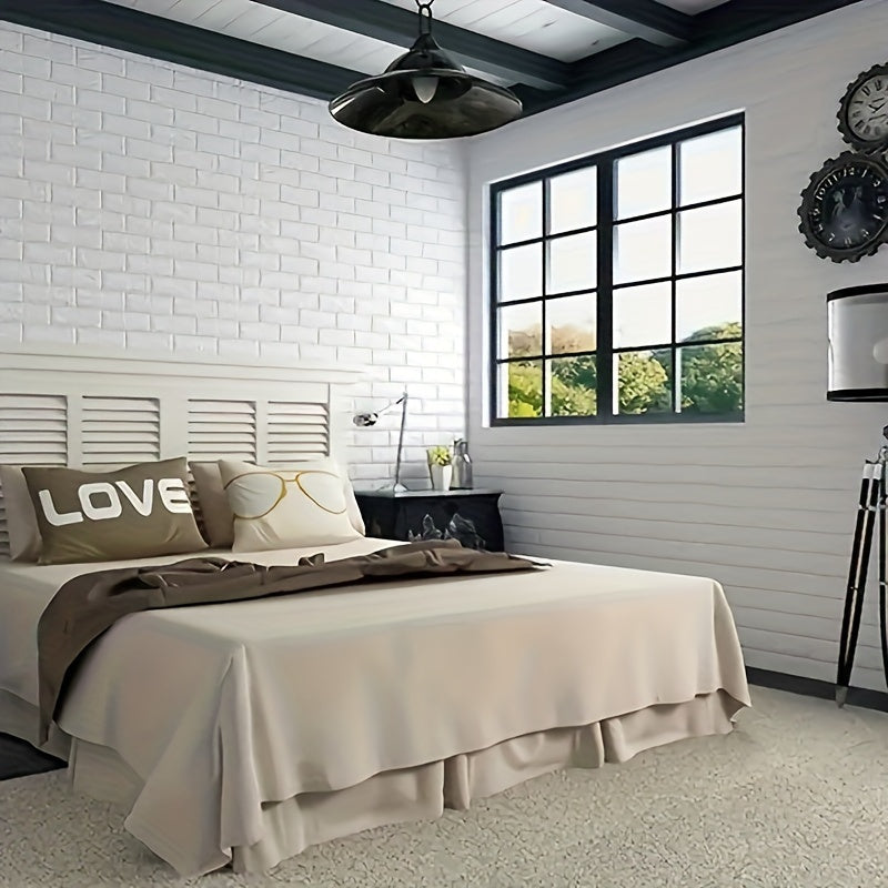 100pcs 3D Foam Brick Wallpaper Self-Adhesive Waterproof Easy to Clean for Kitchen Living Room Bedroom