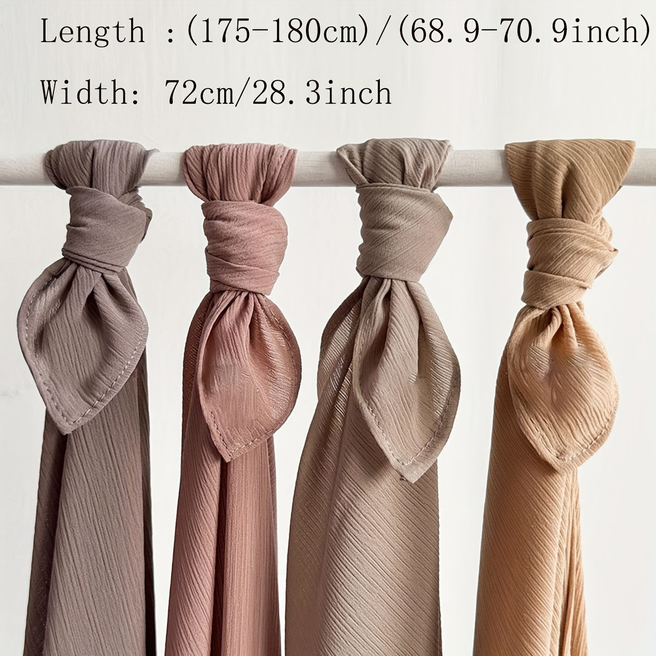 Women Chiffon Hijab Lightweight Silky Polyester Scarf with Pleated Detailing