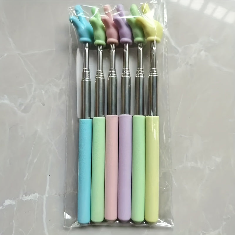 Set of 6 Retractable Teacher Pointers with Adjustable Finger Indicators for Classroom Use