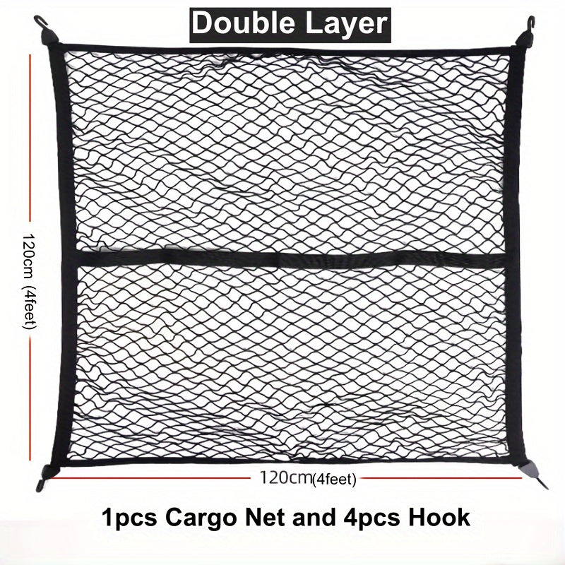 Universal Heavy Duty Elastic Cargo Net for Trucks SUVs Trailers 3.3x4 to 5.8x7