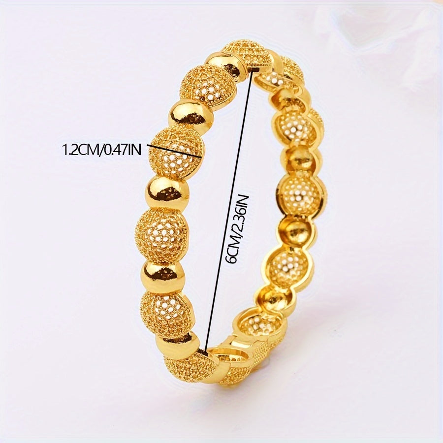 Set of 4 Women's Arab-Inspired Hollow Round Bead Bracelets for Wedding and Party