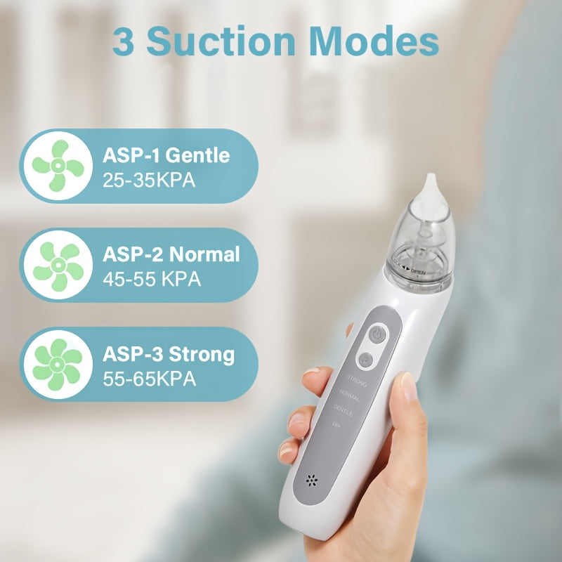 Portable USB Rechargeable Nose Cleaner with 3 Suction Levels and Silicone Tips