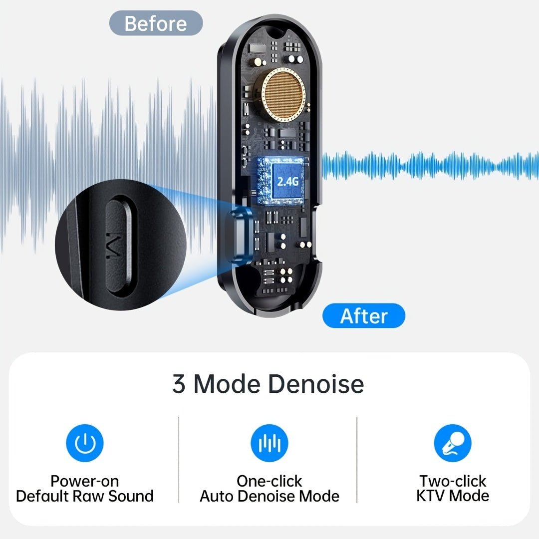 Wireless Tie Microphones Set for Android iPhone iPad with Charging Case Noise Cancelling Clip-On for Vlogging Recording and Live Streaming