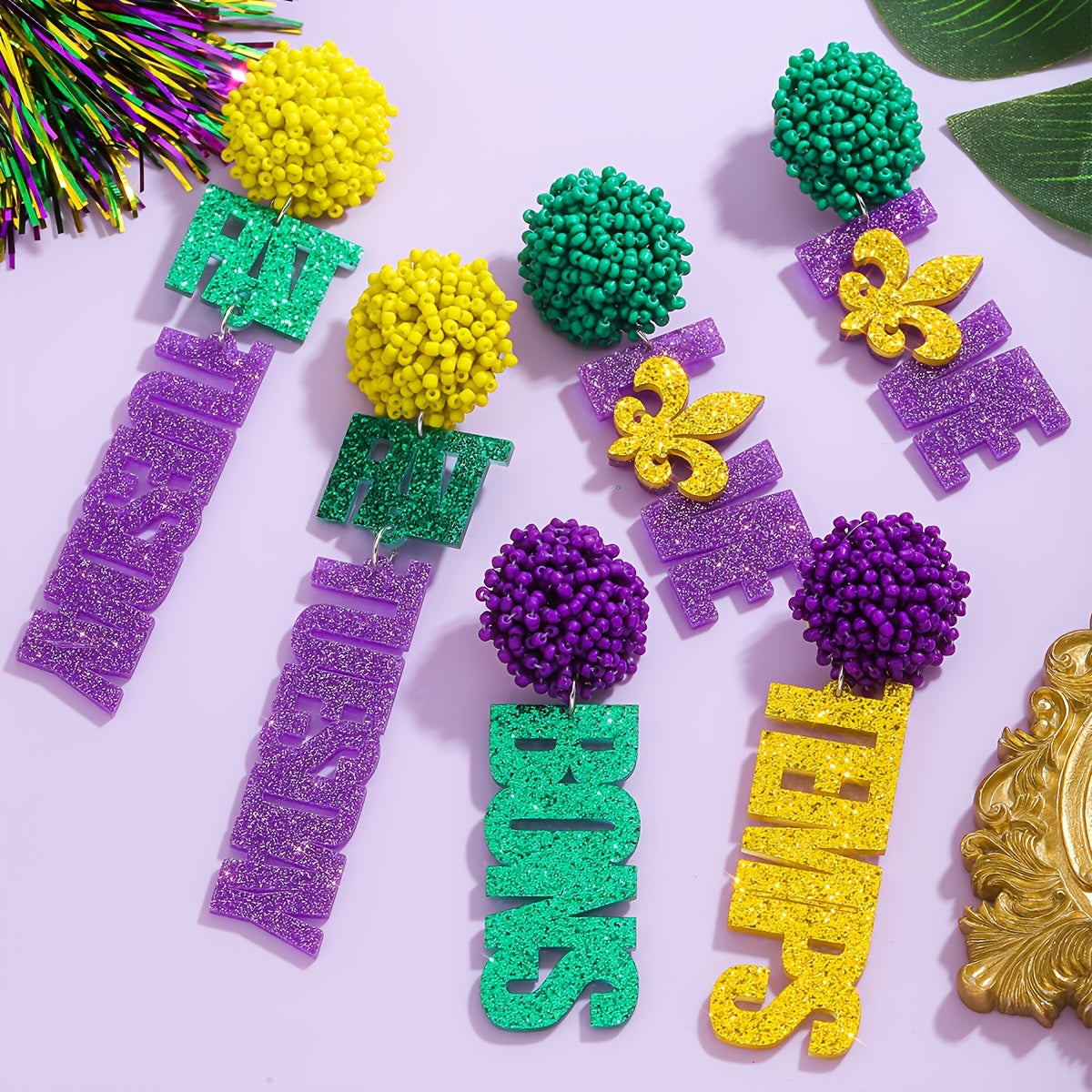 Pendientes boho con cuentas de semillas para carnaval y uso diario