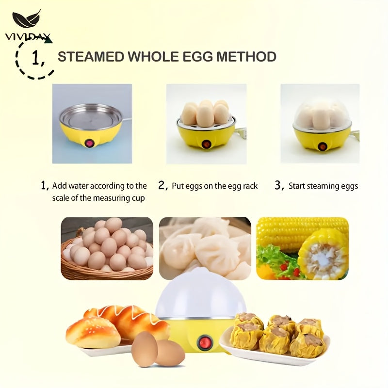 Yevropa Standartli Tuxum Pishirgich, uy uchun katta hajmli bitta qatlamli bug'li pishirgich, 7 tuxumni sig'ya oladi, avtomatik o'chirish funksiyasi bilan ko'p funksiyali, quruq qizib ketishni oldini oladi, nonushta uchun ideal