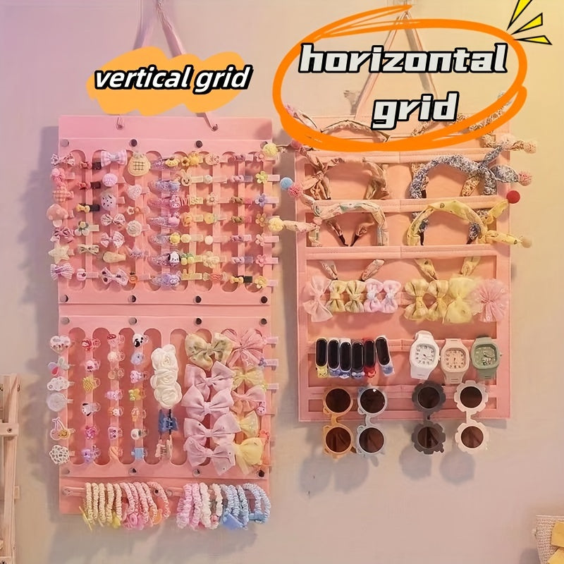 Devorga o'rnatiladigan soch aksessuarlari saqlash racki, soch kliplari, boshbandlar va galstuklar uchun mo'ljallangan felt tashkilotchisi