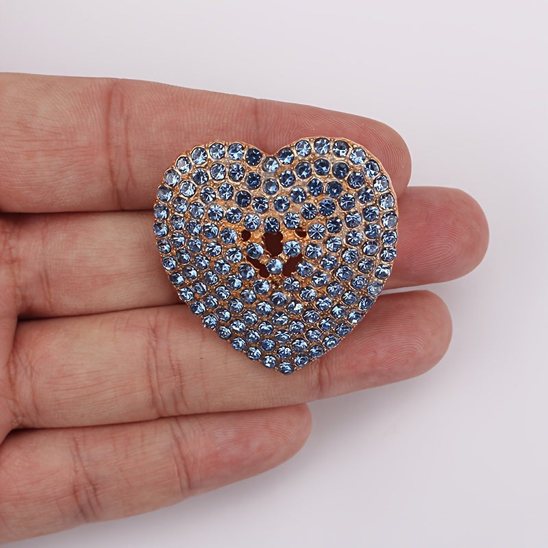 Heart-Shaped Rhinestone Brooch for Women Elegant Jewelry Pin for Dresses Coats