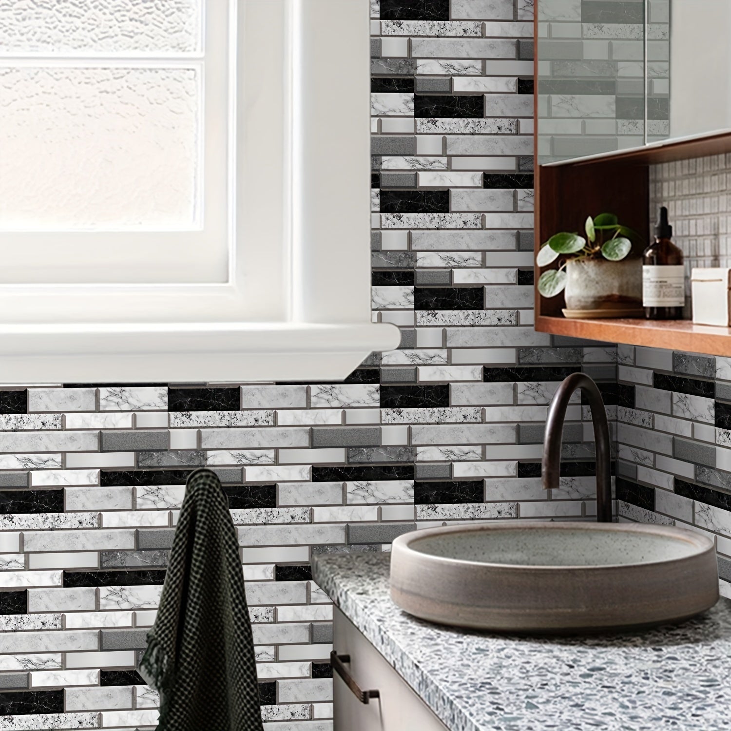 Pegatinas de azulejos autoadhesivas impermeables para pared para baño, cocina, sala de estar, balcón, antideslizantes