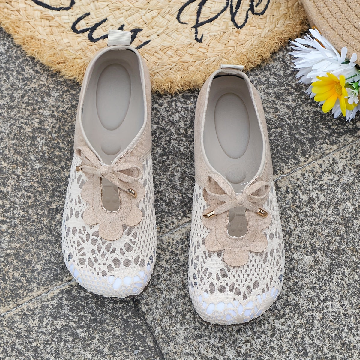 Women's Breathable Mesh Summer Shoes Openwork Slip-On Black Casual Footwear