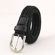 Black Braided Belt for Men and Women with Pin Buckle for Jeans and Casual Wear
