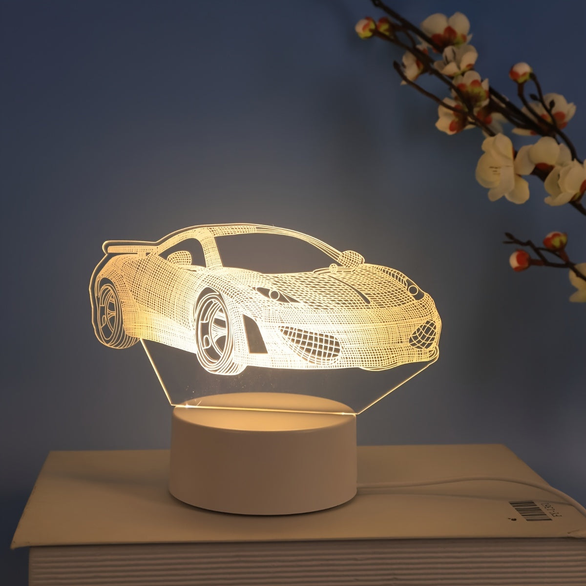 3D Sports Car Night Light USB Powered No Batteries Needed for Kids Bedroom Gift